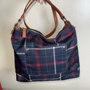 Talbots Womens Navy Red Green Plaid Handbag Shoulder‎ Bag Purse Tote Crossbody